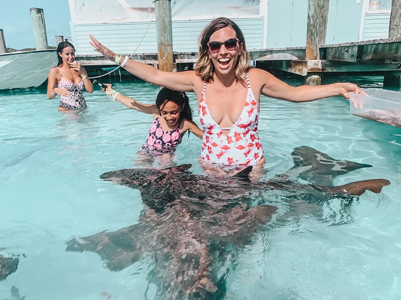 Swimming with nurse sharks in the Bahamas