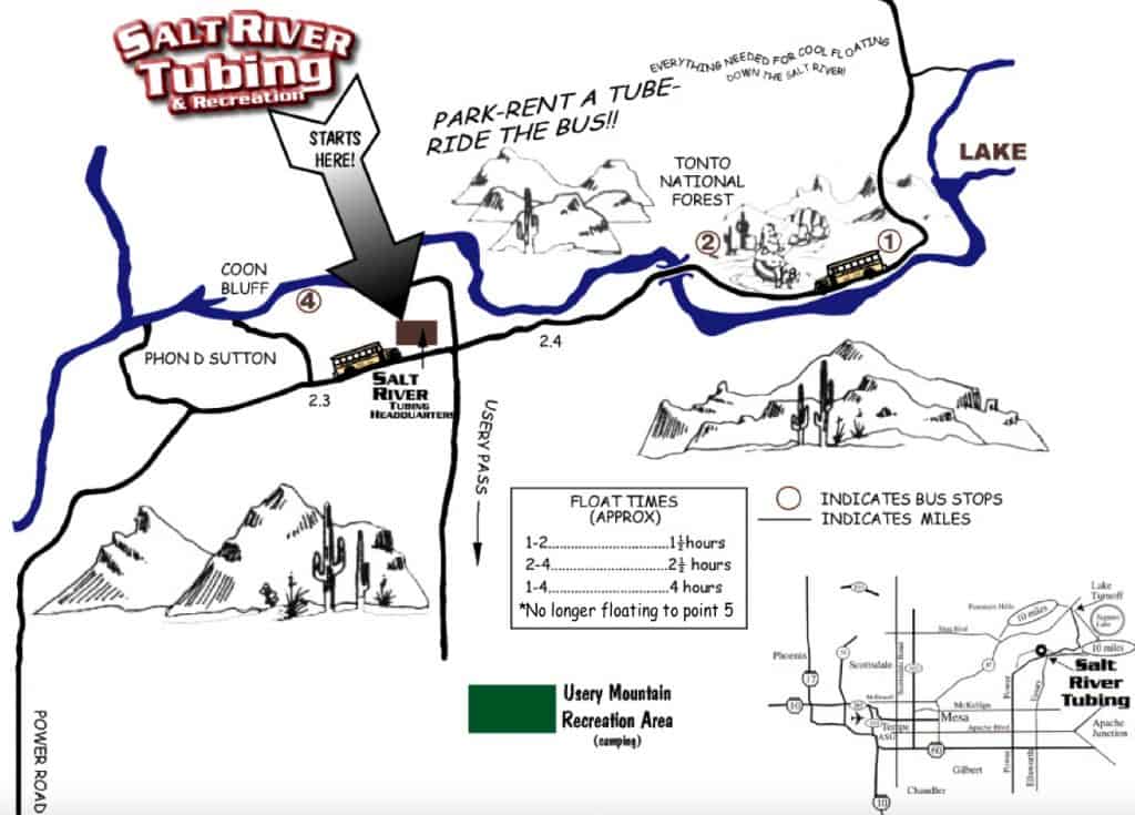 Arizona's Salt River Tubing Map