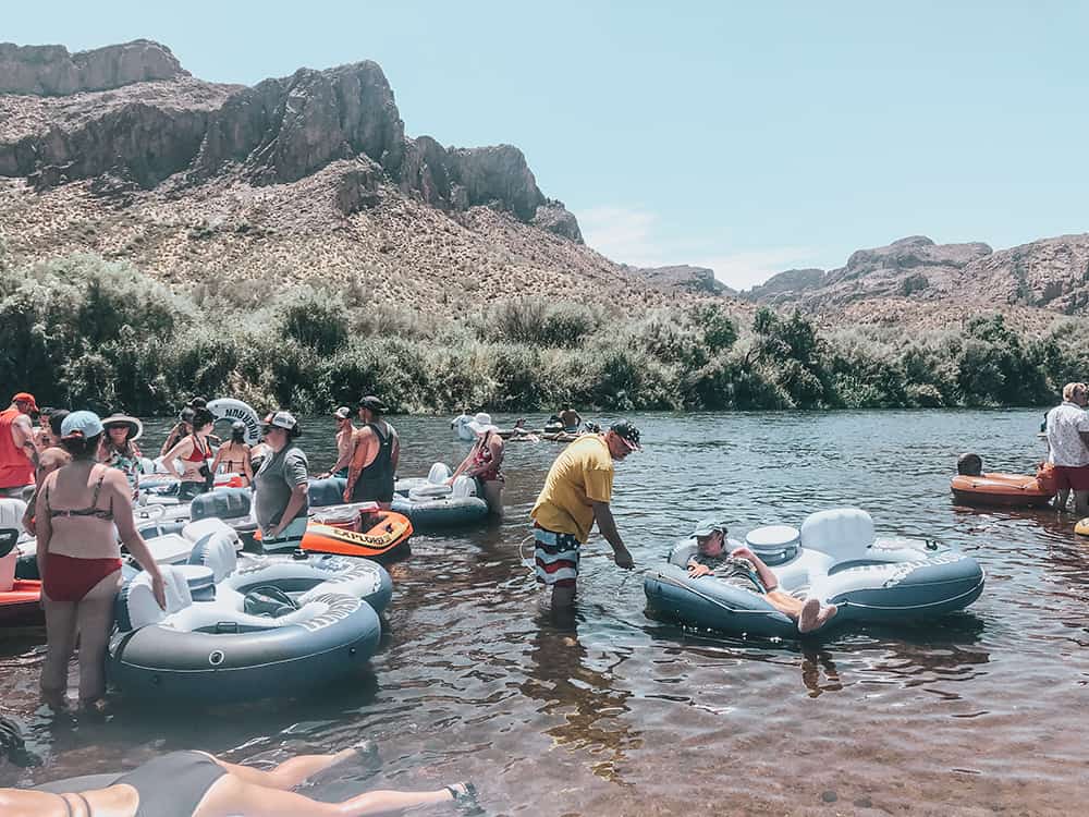 getting ready to go tubing