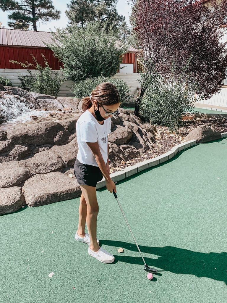 mini golfing at White Mountain Family Fun Park