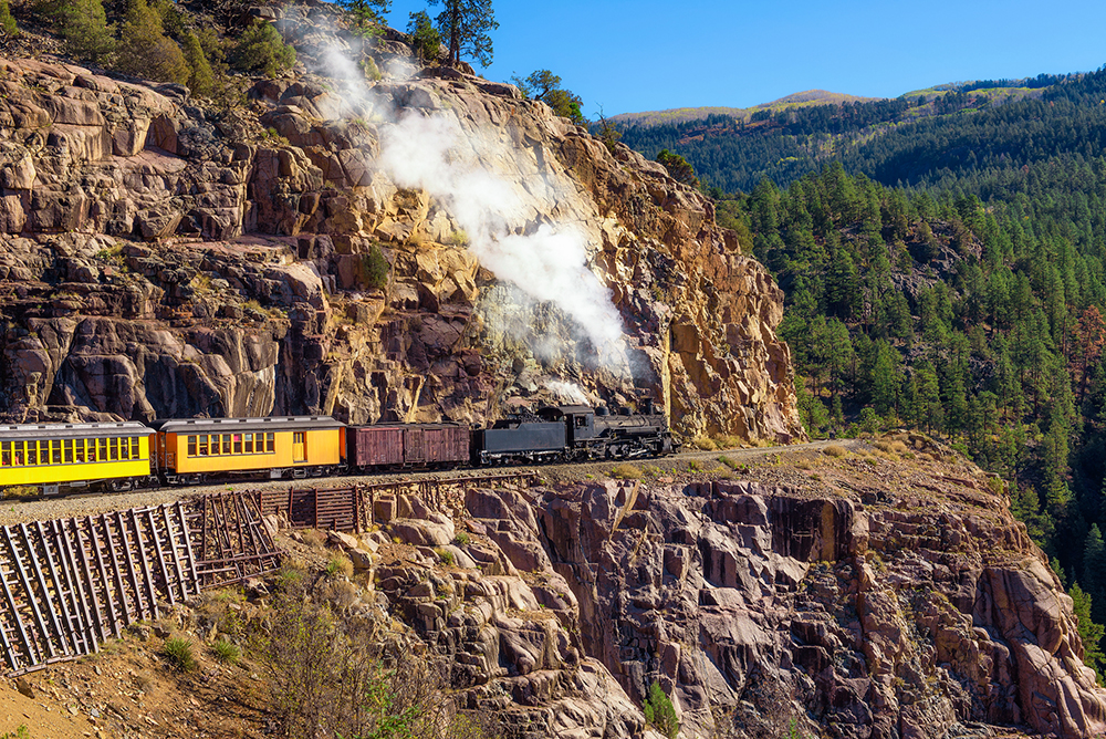 Historic steam engine trains Durango to Silverton